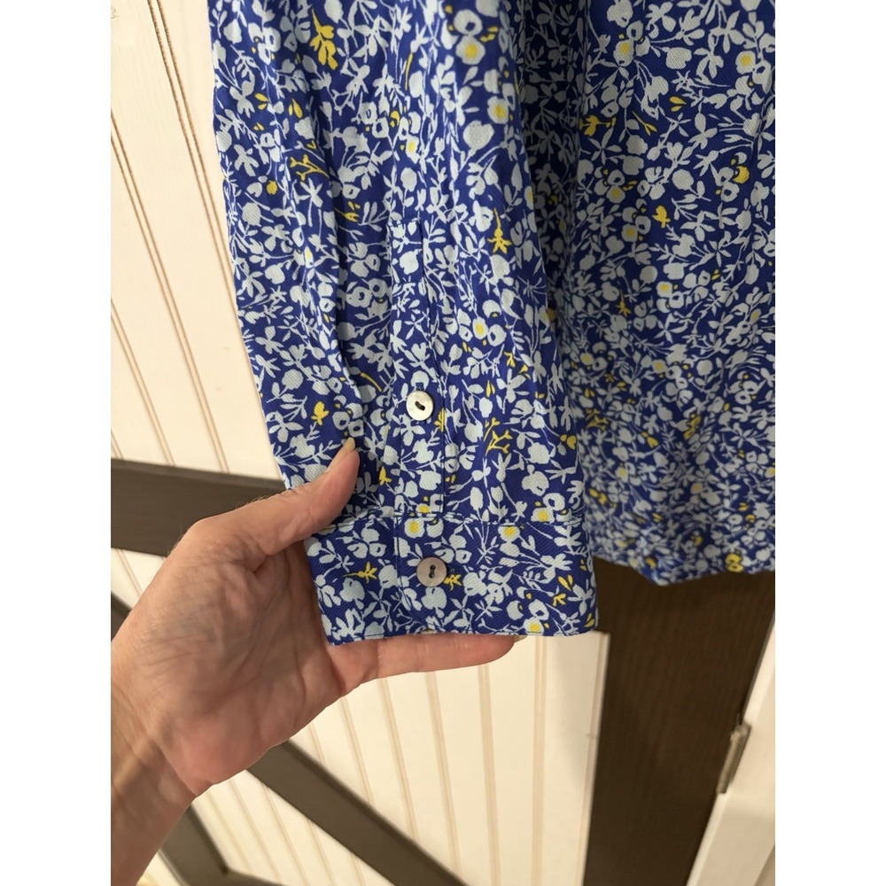 J. Jill Blue Floral Button Front Long Sleeve Blouse XLP 284422 - Picture 4 of 8